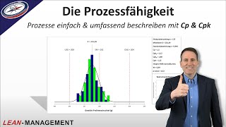 Die Prozessfähigkeit Cp amp Cpk einfach erklärt mit Rechenbeispiel LEAN SIX SIGMA [upl. by Dlarrej]