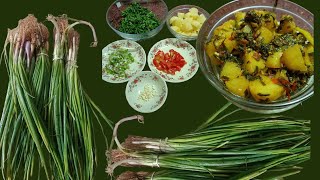 aloo or spring onion ki sabzi by syeda habeeba bacho ki favorites sabzi [upl. by Adleremse484]