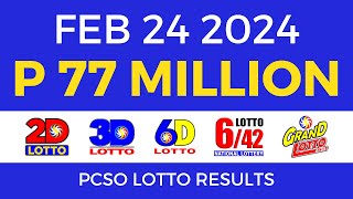 Lotto Result February 24 2024 9pm PCSO [upl. by Laekcim]