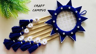 Super Easy Woolen Flower Wall Hanging Craft Ideas  Wall Hanging Decoration Idea with Easy Steps [upl. by Nocaed]