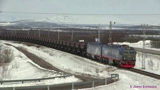 LKAB Malmtåg Kiruna Sweden 21 April 2022 Iron ore trains with IORE locomotives Kiruna Sweden [upl. by Shenan]