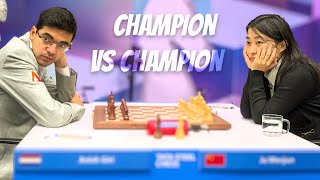 Incredible Fight Between Two Champions  Ju Wenjun vs Anish Giri  Tata Steel 2024 [upl. by Refennej]