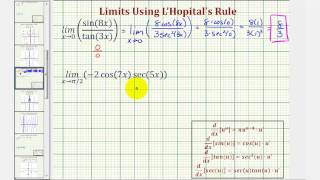 Ex 2 Use LHopitals Rule to Determine a Limit Approaching Zero with Trig Function [upl. by Elva442]