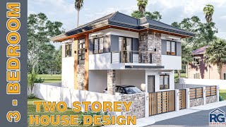 3  Bedroom Two Storey House Design with floor plan [upl. by Uhayile]