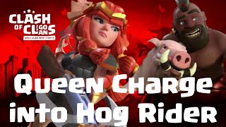 Queen charge into hog rider  TH12  3 Star Attack  hogs  healer walk  clash of clans 0919 COC [upl. by Reich]