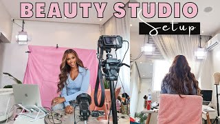 Studio Setup For Filming BEAUTY VIDEOS  Filming Accessories Camera Lens Lighting and Background [upl. by Ojeibbob]