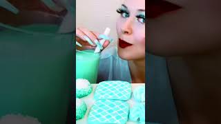 ASMR EATING BLUE MINT DESSERTS [upl. by Craggie290]