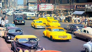 A Day in New York 1940s in color 60fps Remastered wsound design added [upl. by Akino]