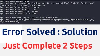 npm ERR code EBADPLATFORM  notsup Unsupported platform  React  Command Prompt  VS Code Windows [upl. by Gus]