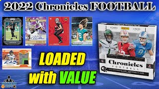 LOADED WITH VALUE 2022 Chronicles Football Hobby Box  2 Autos 1 Memorabilia per Box [upl. by Iral]