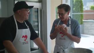 Kyle MacLachlan and Chuck quotThe Bakerquot make Fathers Day waffles at Gods Love [upl. by Adnuahsal566]