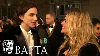 Timothée Chalamet Red Carpet Interview  EE BAFTA Film Awards 2018 [upl. by Toulon]