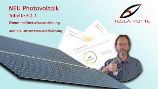 NEU Photovoltaik Steuererklärung und Umsatzsteuer mit neuer Tabelle E11 [upl. by Artimas]