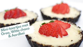 OREO WITTE CHOCO AARDBEI  mini taartje  RECEPT [upl. by Adham]