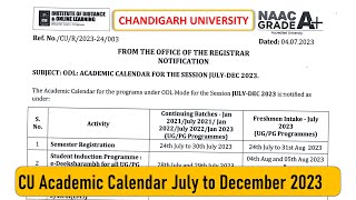 Chandigarh University Calendar for JulyDec 2023  CUIDOL [upl. by Norre471]