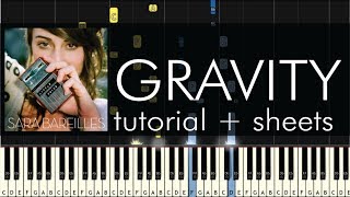 Sara Bareilles  Gravity  Piano Tutorial  Sheets [upl. by Rayshell463]