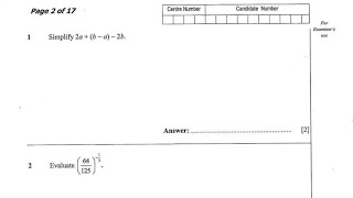 GCE 2020  Maths P1  Questions 1  2  ECZ [upl. by Elmore]