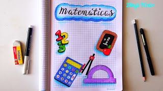 Caratula BONITA para MATEMATICAS 2024 Portadas Fáciles  Cover of Math [upl. by Atsuj]