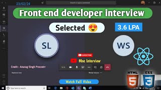 Fresher  Front end developer interview 2024  web developer interview  Reactjs developer interview [upl. by Ramirolg]