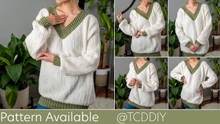 How to Crochet Oversized Sweater  Pattern amp Tutorial DIY [upl. by Arreis]