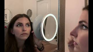 Review of Magnifying Mirror Suction Cup with Light  Lighted Makeup Mirror for Travel [upl. by Narton]