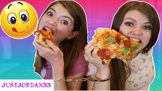 HANDCUFFED PIZZA CHALLENGE  JustJordan33 [upl. by Pearline517]