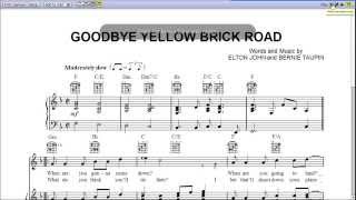 Goodbye Yellow Brick Road by Elton John  Piano Sheet MusicTeaser [upl. by Dnomder]