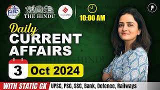 3 October Current Affairs 2024  Daily Current Affairs  Current Affairs Today [upl. by Penhall345]