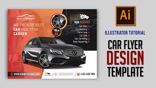 Adobe Illustrator Tutorial  Rent A Car Flyer Template  Adobe Tutorial [upl. by Tucker]