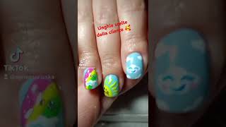 unghie con le nuvolette 🩵☔🌧️💧🌈🌌nails nailart onicotecnica uñas nuvole lunaarcobaleno dipinge [upl. by Gerdi622]