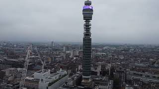 London Landmarks by drone  BT Tower St Pancras and Kings Cross area [upl. by Larissa]