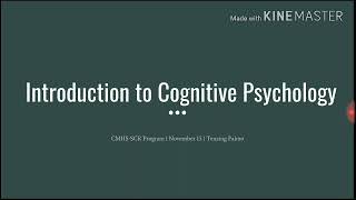 Introduction to Cognitive Psychology [upl. by Bradleigh]