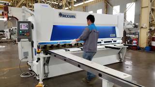 ACCURL Master Hydraulic Guillotine Shear MS86x3200mm with ELGO P40T CNC  Pneumatic support [upl. by Enaenaj263]