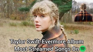 Taylor SwiftEvermore Album Most Streamed Songs On Spotify [upl. by Onivag751]