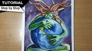 How to draw Mother Earth painting  Save Tree Save Earth  Save Environment drawing [upl. by Secrest]