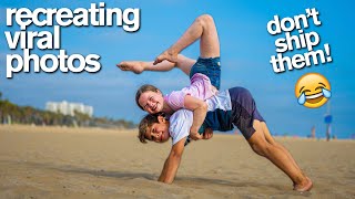 RECREATING VIRAL COUPLES PHOTOS Acrobat vs Gymnast [upl. by Heffron]