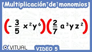 Multiplicación de monomios video 5 [upl. by Atazroglam]