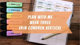 Plan With Me  Week Three  Minimal and Functional  No Stickers  Erin Condren Vertical [upl. by Trinia]