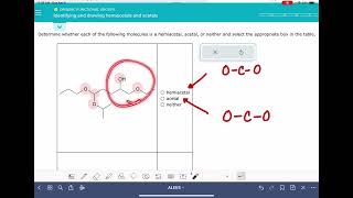 ALEKS Identifying and drawing hemiacetals and acetals [upl. by Treble]