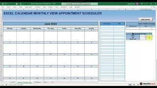 Dynamic Appointment Scheduler in Excel  Monthly Calendar View [upl. by Graniah]