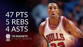 Scottie Pippen 47 pts 5 rebs 4 asts vs Nuggets 9697 season [upl. by Frederique]