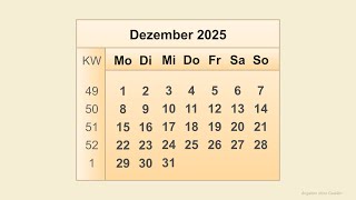 Kalender Dezember 2025 [upl. by Zacharia]