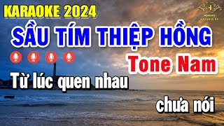 Sầu Tím Thiệp Hồng Karaoke Tone Nam Âm Thanh Nhạc Sống  Trọng Hiếu [upl. by Anirok227]