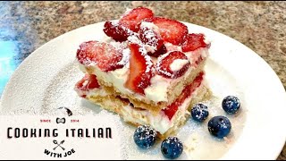 Worlds Best Strawberry Tiramisu Recipe Cooking Italian with Joe [upl. by Aidua]