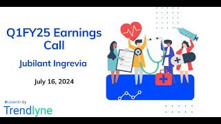 Jubilant Ingrevia Earnings Call for Q1FY25 [upl. by Wade]