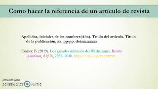 Artículo de revista Como hacer la referencia de un artículo de revista Formato APA 7a edición 2024 [upl. by Juno]