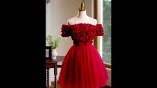 Chic  Beautiful Red Appliques Short Prom Dresses [upl. by Ardnoek826]