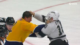 Tanner Jeannot and Luke Schenn drop the gloves [upl. by Akenehs615]