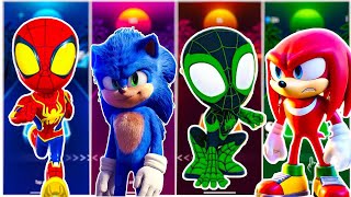 Sonic vs SpiderMan vs Spider Woman vs Super Sonic Tiles Hop EDM RUSH [upl. by Vernier]