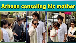 Malaika Arora Father Death Malaika Arora Gets Consoled By Son Arhaan Ahead of Fathers Last Rites [upl. by Sillyhp]